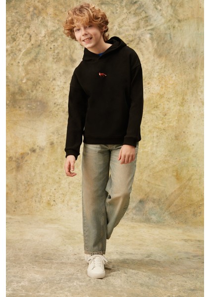 Kızıl Tilki Supersoft Çocuk Hoodie - Siyah