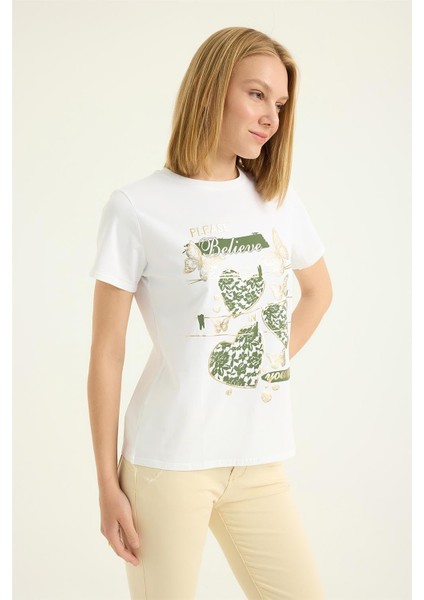 Yaldızlı Kelebek Kalp Tshirt modelleri