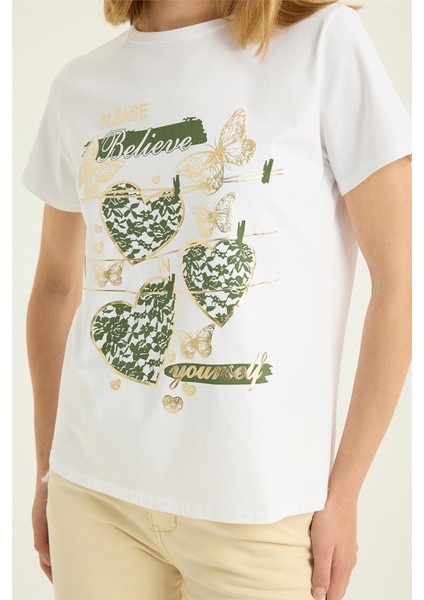 Yaldızlı Kelebek Kalp Tshirt fırsatları