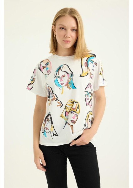 Kadın Baskılı Yuv Tshirt