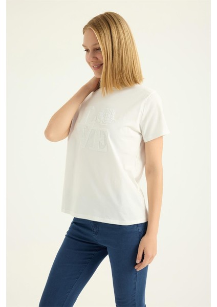 Payetli Gül Motifli Tshirt fiyatları