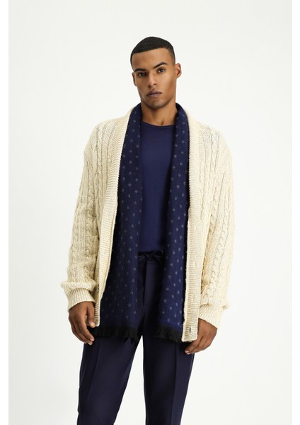 Desenli Yünlü Triko Hırka