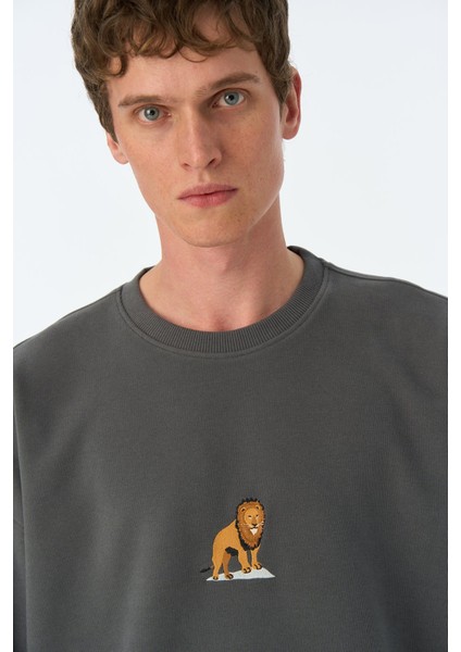Aslan Oversize Supersoft Sweatshirt - Antrasit fırsatları