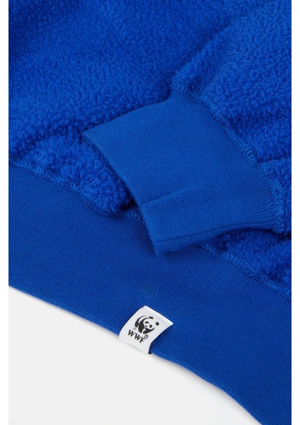 Teddy Çift Taraflı Sweatshirt - Saks Mavi