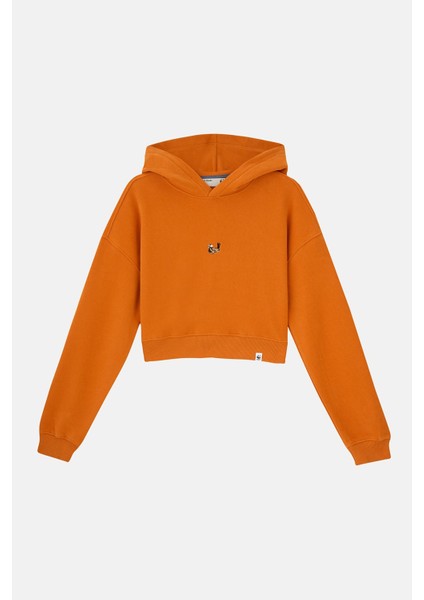 Dikkuyruk Supersoft Crop Hoodie - Koyu Turuncu fırsatları