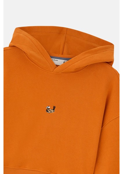 Dikkuyruk Supersoft Crop Hoodie - Koyu Turuncu indirimleri