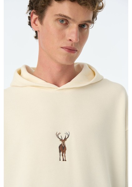 Geyik Supersoft Hoodie - Ekru modelleri