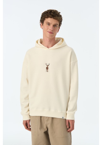 Geyik Supersoft Hoodie - Ekru fırsatları