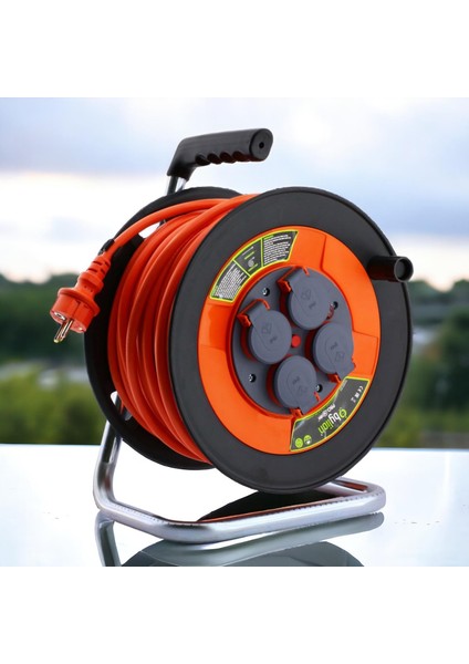Seyyar Makaralı Kablo Kapaklı 4 Prizli Plastik Uzatma Kablosu 3x1.5 mm Cca Kablo 35 Metre fırsatları