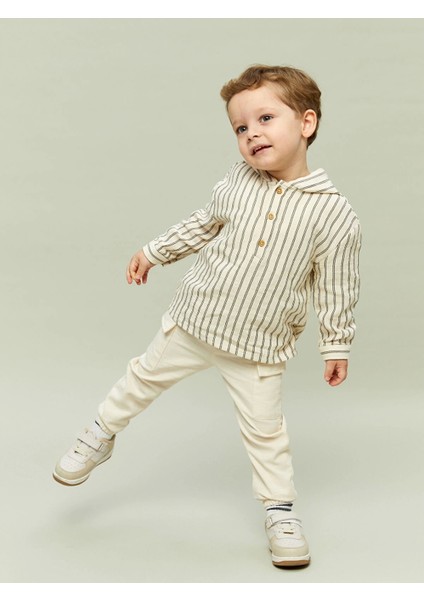 Lcw Baby Ekru Kapüşonlu Erkek Bebek Sweatshirt ve Pantolon 2'li