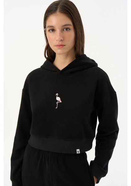 Flamingo Supersoft Crop Hoodie - Siyah fiyatları