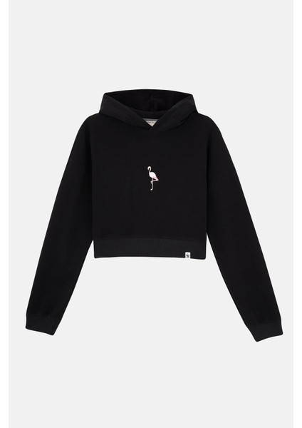 Flamingo Supersoft Crop Hoodie - Siyah indirimleri