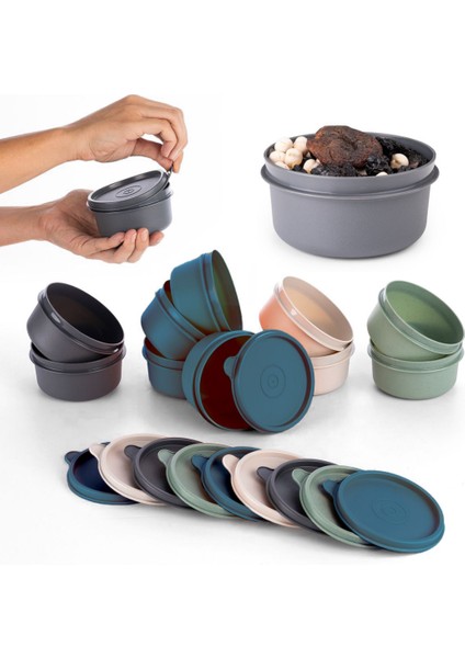4'lü Yuvarlak Mini Saklama Kabı Küçük Sızdırmaz Kapaklı Çok Renkli Pratik Amaçlı Kap Erzak Çerez Piknik Gıda