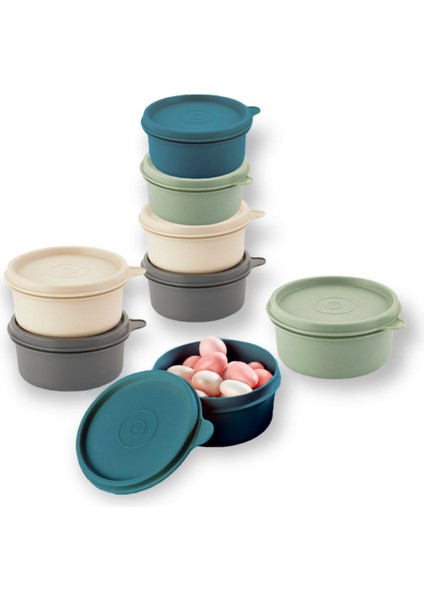 4'lü Yuvarlak Mini Saklama Kabı Küçük Sızdırmaz Kapaklı Çok Renkli Pratik Amaçlı Kap Erzak Çerez Piknik Gıda fırsatları