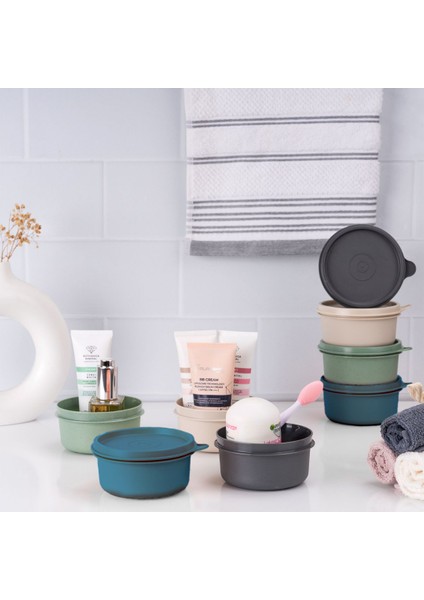 4'lü Yuvarlak Mini Saklama Kabı Küçük Sızdırmaz Kapaklı Çok Renkli Pratik Amaçlı Kap Erzak Çerez Piknik Gıda