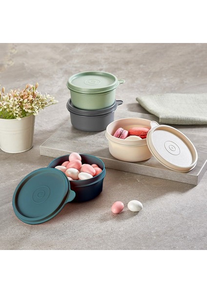 4'lü Yuvarlak Mini Saklama Kabı Küçük Sızdırmaz Kapaklı Çok Renkli Pratik Amaçlı Kap Erzak Çerez Piknik Gıda