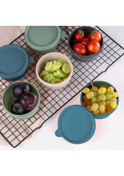 4'lü Yuvarlak Mini Saklama Kabı Küçük Sızdırmaz Kapaklı Çok Renkli Pratik Amaçlı Kap Erzak Çerez Piknik Gıda