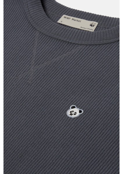 Panda Waffle Sweatshirt - Antrasit fiyatları