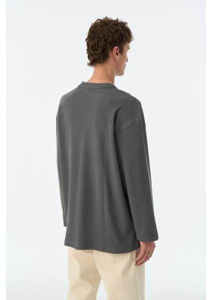 Panda Waffle Sweatshirt - Antrasit indirimleri