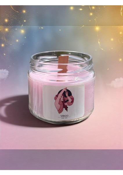 Başak Burcu (Virgo) Kavanoz Mum – Lavanta, Okaliptüs & Limon Kokulu - Ahşap Fitilli