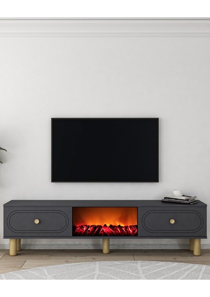 Polenct Bohem Şömineli (A) Tv Sehpası Antrasit-Antrasit