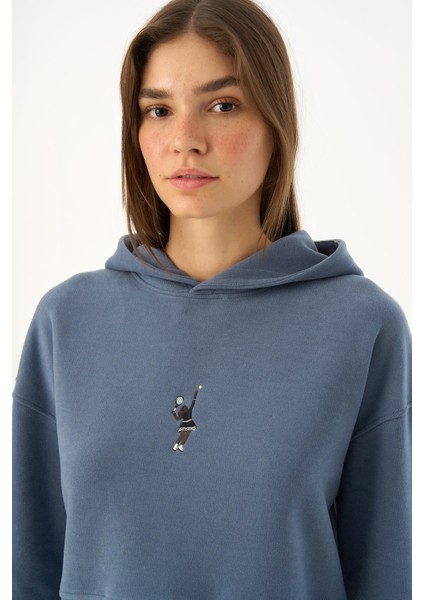 Queen Supersoft Crop Hoodie - Flint Mavi