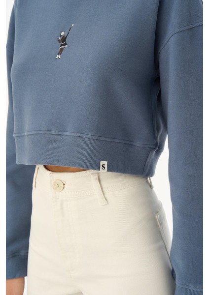 Queen Supersoft Crop Hoodie - Flint Mavi fiyatları