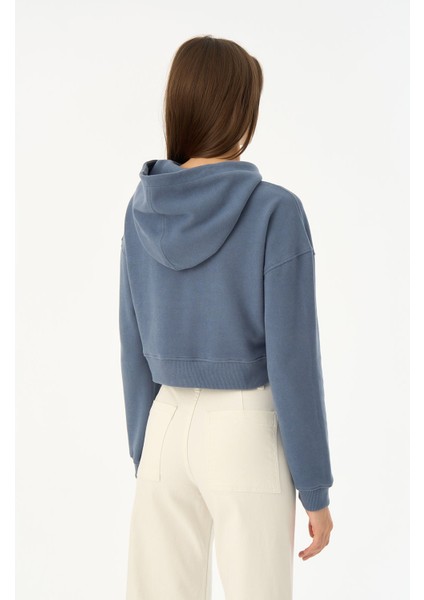 Queen Supersoft Crop Hoodie - Flint Mavi fırsatları