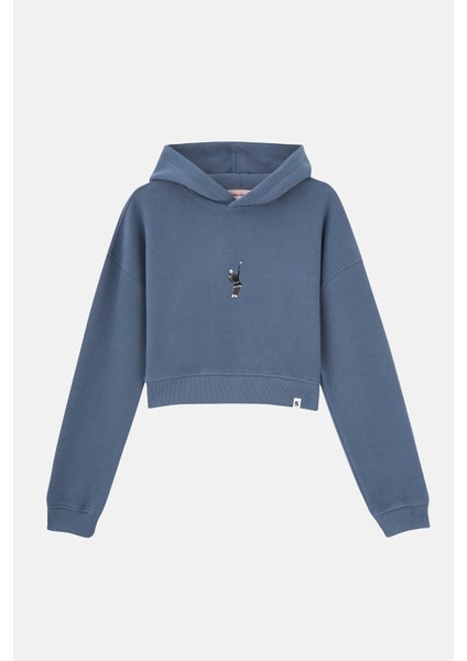 Queen Supersoft Crop Hoodie - Flint Mavi indirimleri