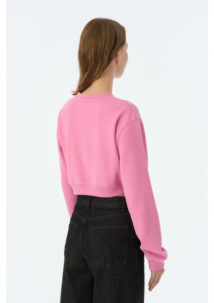 Ceylan Supersoft Crop Sweatshirt - Pembe fırsatları