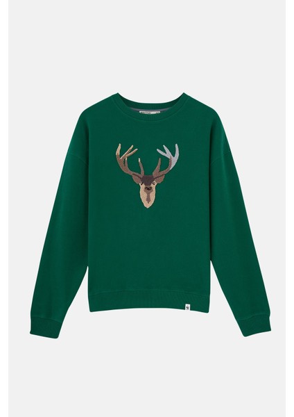 Geyik Supersoft Sweatshirt - Nefti Yeşil