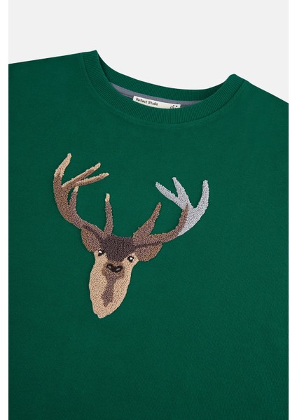 Geyik Supersoft Sweatshirt - Nefti Yeşil fiyatları