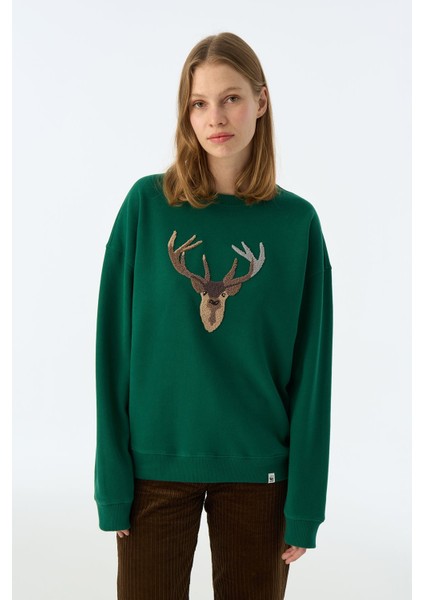 Geyik Supersoft Sweatshirt - Nefti Yeşil modelleri