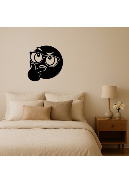 Düşünen Gözlüklü Emoji Mdf Dekoratif Tablo - BRNTEK5976-4128