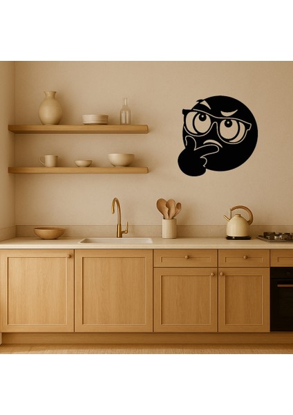 Düşünen Gözlüklü Emoji Mdf Dekoratif Tablo - BRNTEK5976-4128 fiyatları