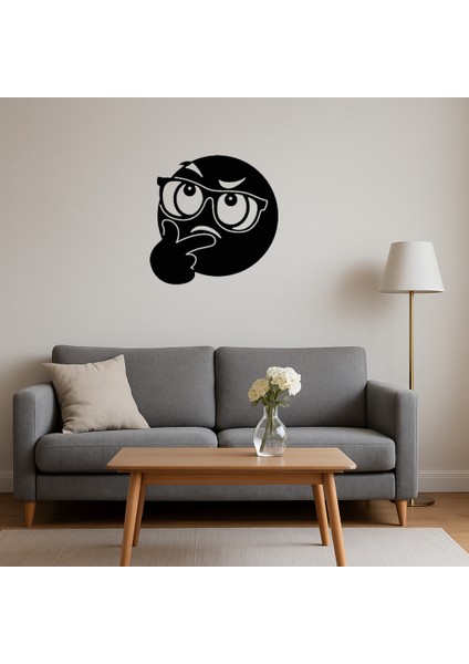 Düşünen Gözlüklü Emoji Mdf Dekoratif Tablo - BRNTEK5976-4128 fırsatları