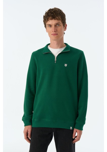 Panda Supersoft Quarter-Zip Sweatshirt - Nefti Yeşil modelleri