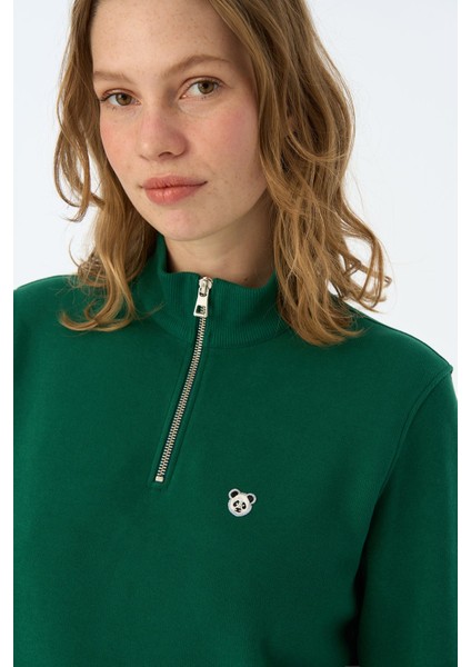 Panda Supersoft Quarter-Zip Sweatshirt - Nefti Yeşil indirimleri