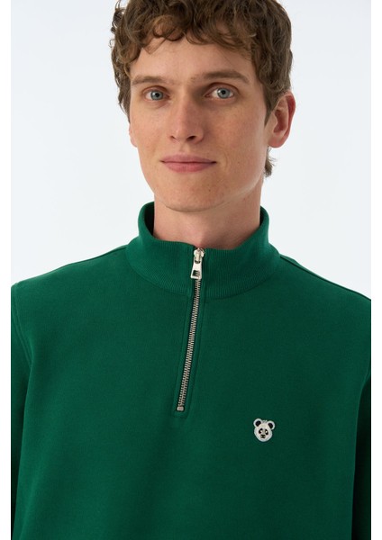 Panda Supersoft Quarter-Zip Sweatshirt - Nefti Yeşil