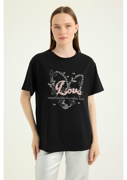 Incili Taşlı Tshirt