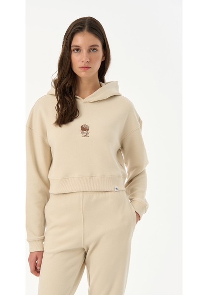 Cin Baykuşu Supersoft Crop Hoodie - Parşömen Bej fiyatları
