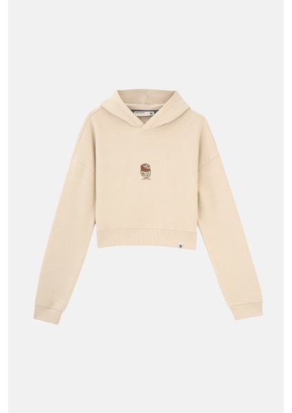 Cin Baykuşu Supersoft Crop Hoodie - Parşömen Bej fırsatları