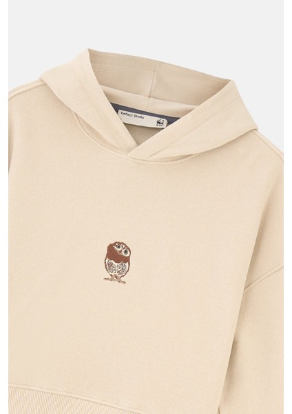 Cin Baykuşu Supersoft Crop Hoodie - Parşömen Bej indirimleri