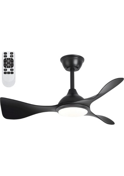 Kumandalı 3 Kanatlı Ledli Tavan Vantilatörü Siyah Renk