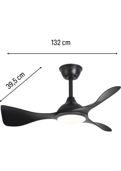 Kumandalı 3 Kanatlı Ledli Tavan Vantilatörü Siyah Renk fiyatları