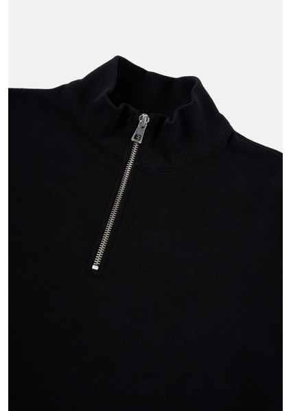 Basic Supersoft Quarter-Zip Sweatshirt - Siyah fiyatları