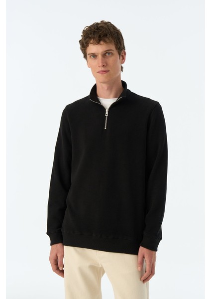 Basic Supersoft Quarter-Zip Sweatshirt - Siyah modelleri
