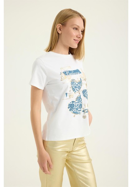 Yaldızlı Kelebek Kalp Tshirt modelleri