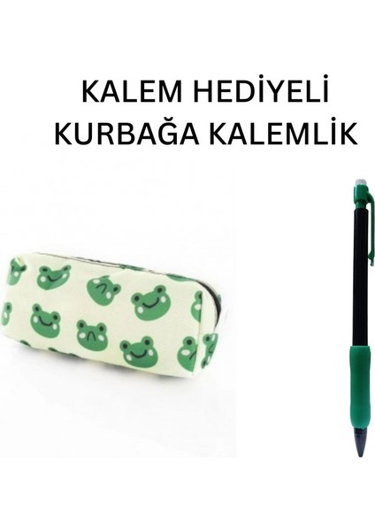 Yeşil Kurbağa Tatlı Kalemlik - Okul Kalemliği-Makyaj Çantası ve Hediye Kalem