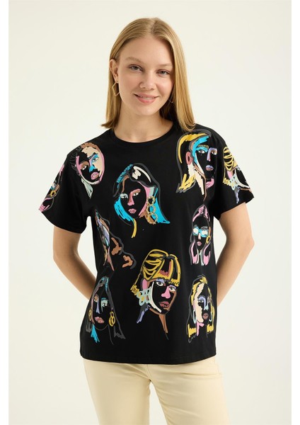 Kadın Baskılı Yuv Tshirt